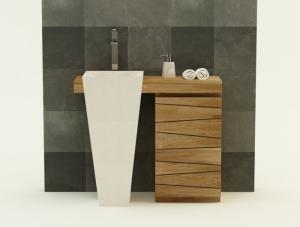 Meuble de salle de bain SALERNE L100 cm en teck - BLANC